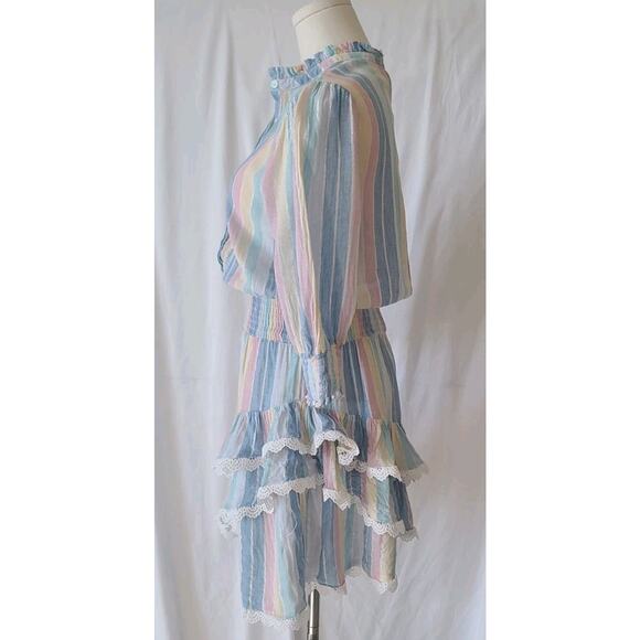 The Shirt Rochelle Behrens Pastel Rainbow Striped The Brigitte Dress Small - Picture 4 of 6